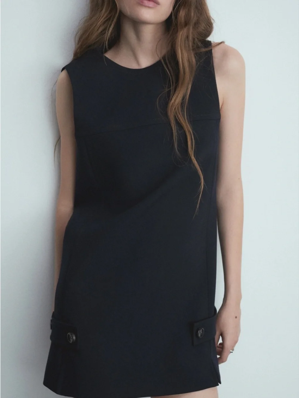 Mango Navy Sleeveless Mini Shift Dress Size 10 XL